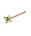 Green Stone Leaf Silver Straight Nose Stud NSKA-673 